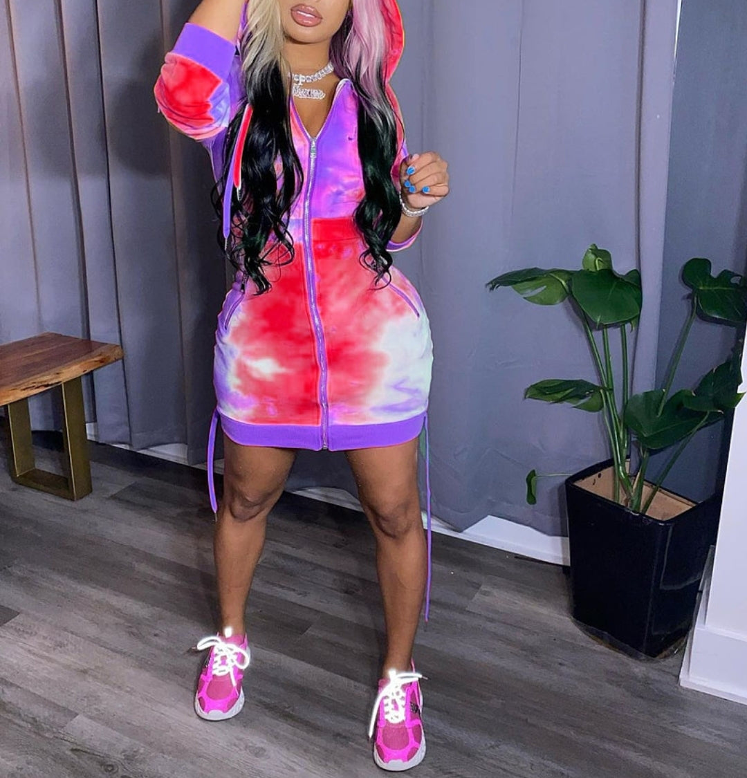 Hoodie Tye Dye Dress