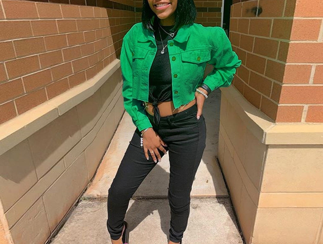 Frayed Denim Cropped Jacket