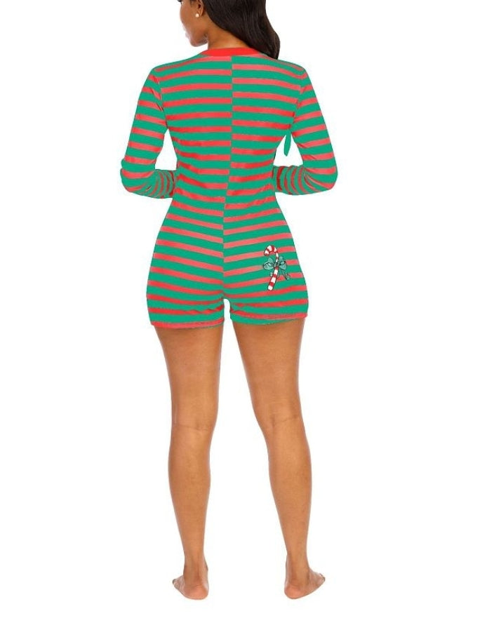 Striped Christmas Onesie Short Pjs