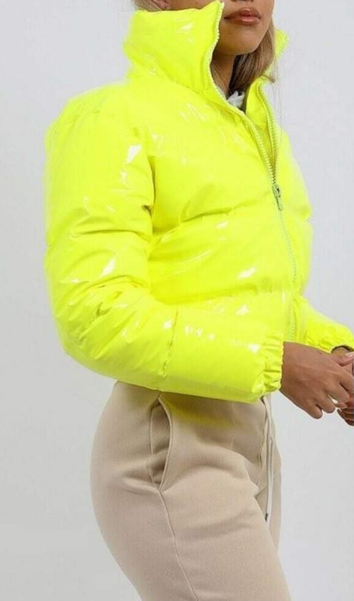 Shiny Metallic Puffer Coat