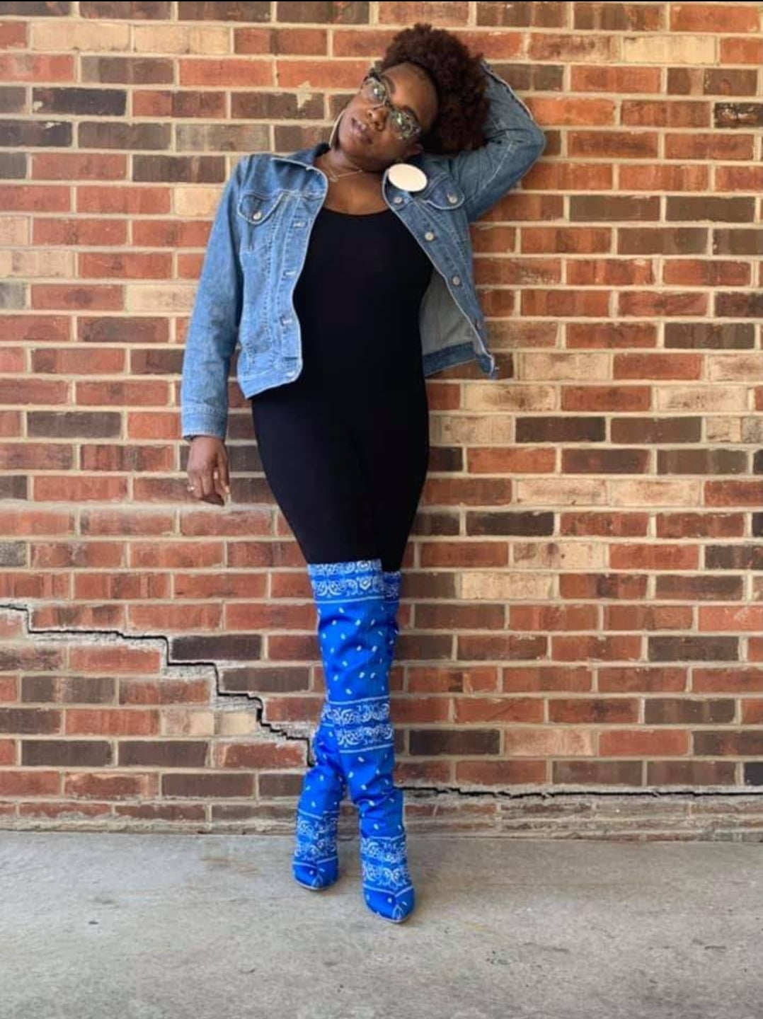 Blue Bandana Print Boots