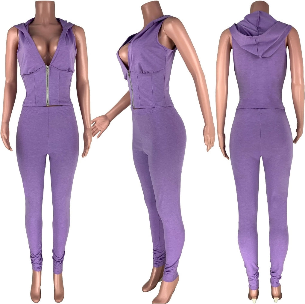 Zipper Vest & Pant 2pc Set