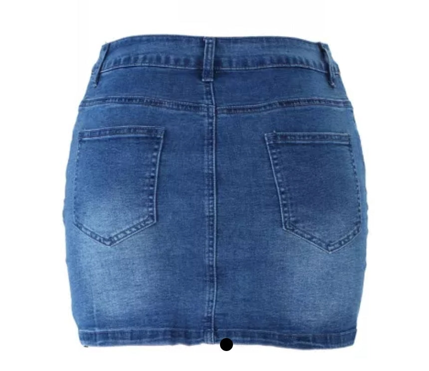 Denim Button Skirt