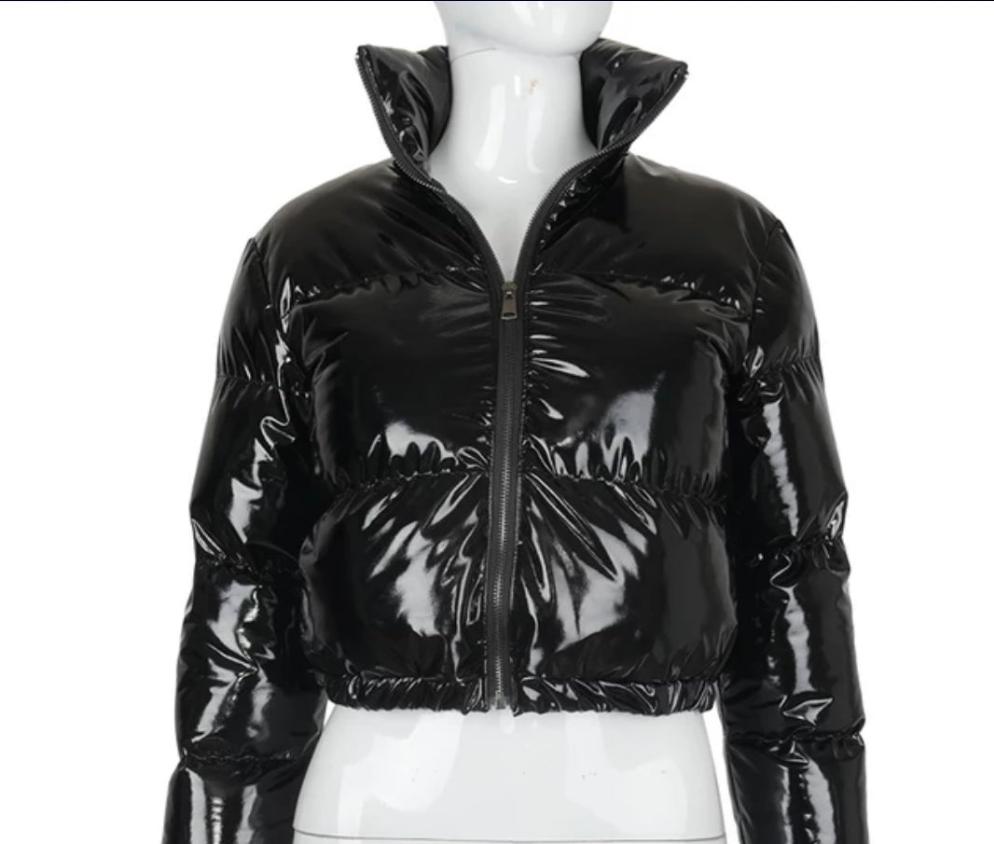 Shiny Metallic Puffer Coat