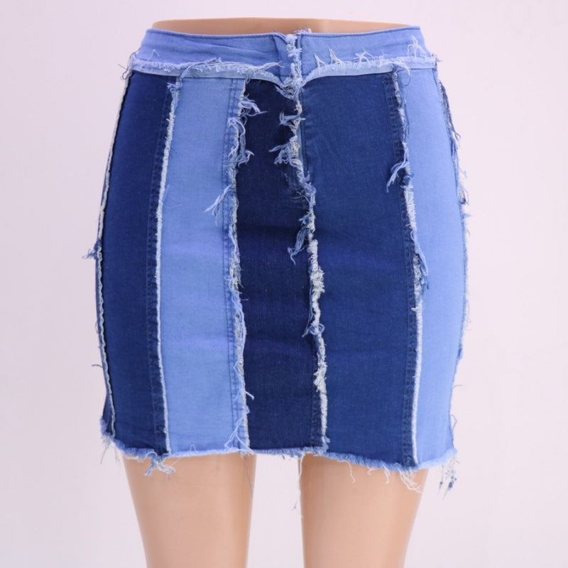 Contrast Denim Skirt