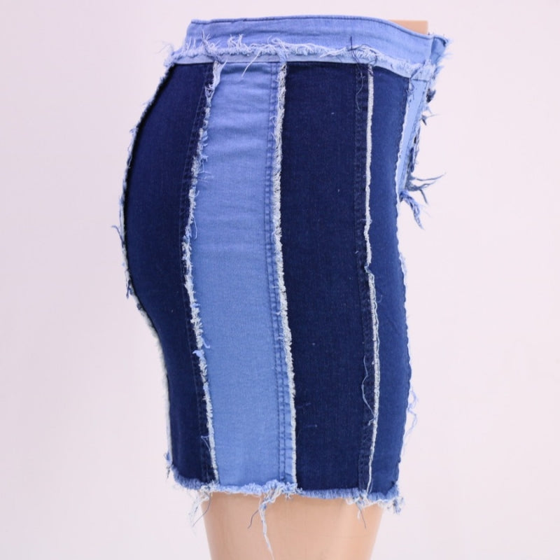 Contrast Denim Skirt