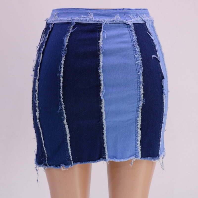 Contrast Denim Skirt