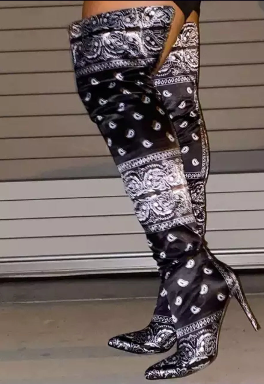Black Bandana Print Boots