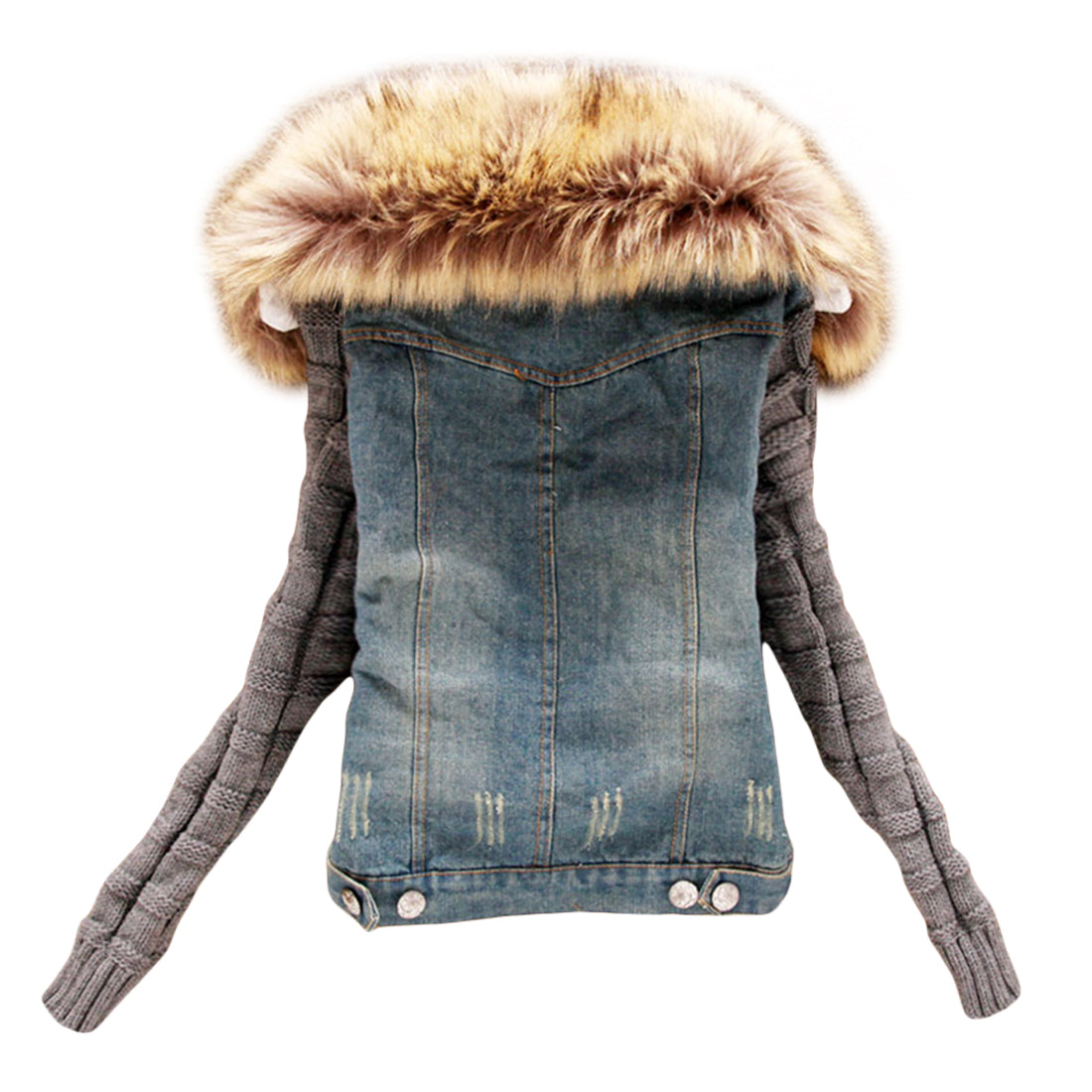 Denim Parka with Faux Fur