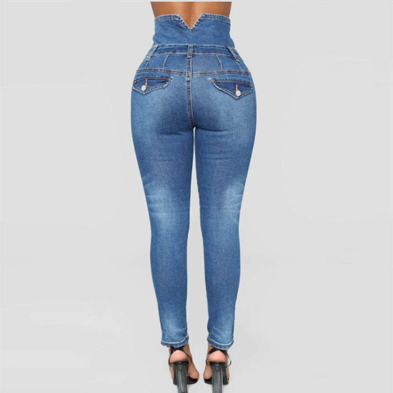 High Waist Denim Pencil Jeans