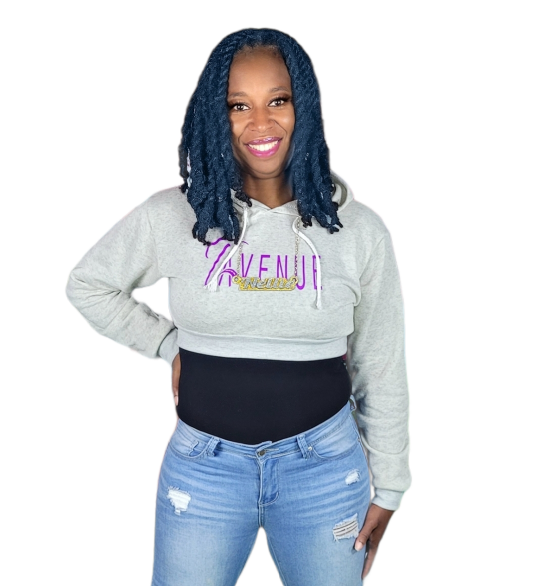 T Avenue Logo Crop Hoodie