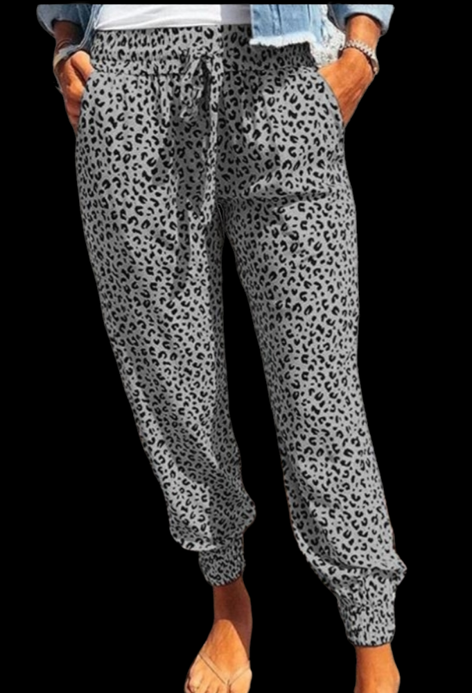 Gray Leopard Pants