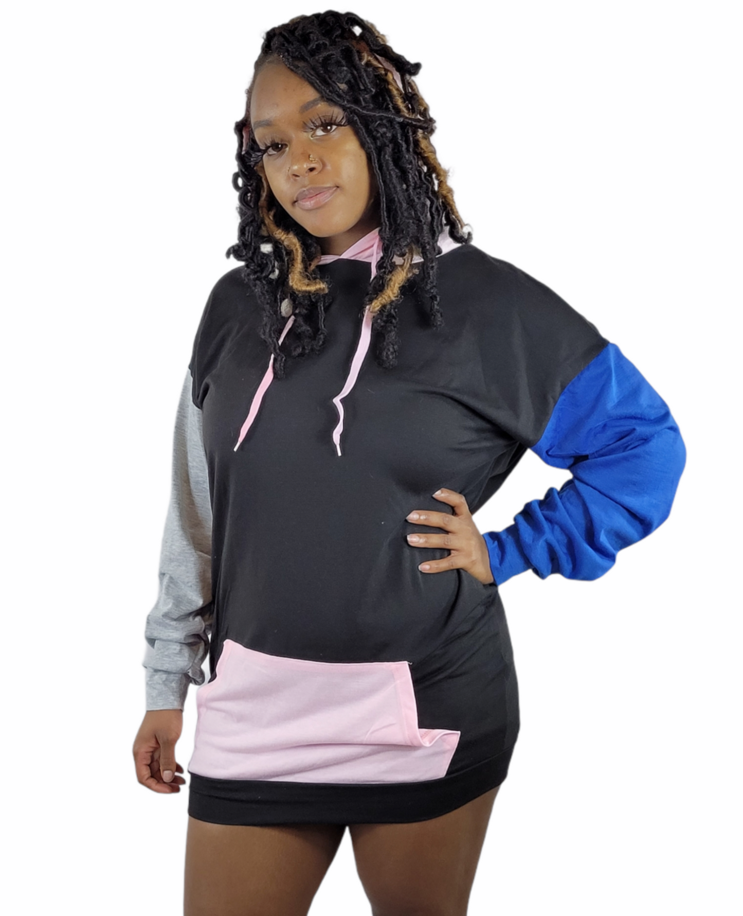 Colorblock Mini Hoodie Dress