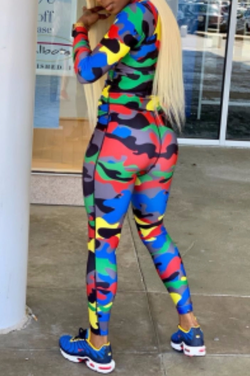 Camouflage Zipper Jumpsuit