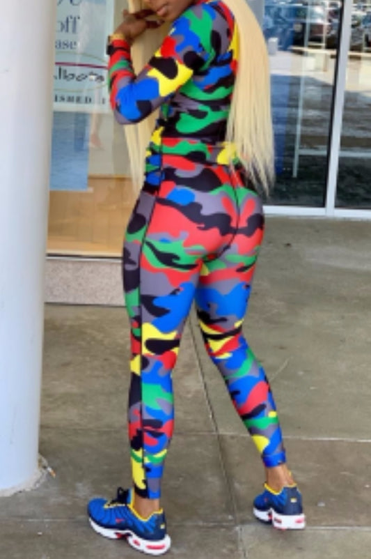 Camouflage Zipper Jumpsuit