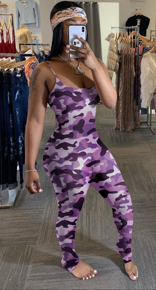 Purple Camouflage Jumpsuit