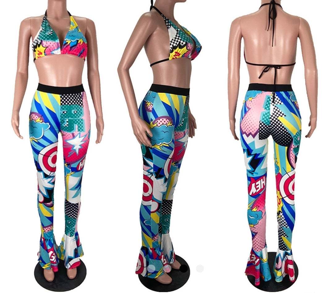 Halter & Flared Pants 2pc Set