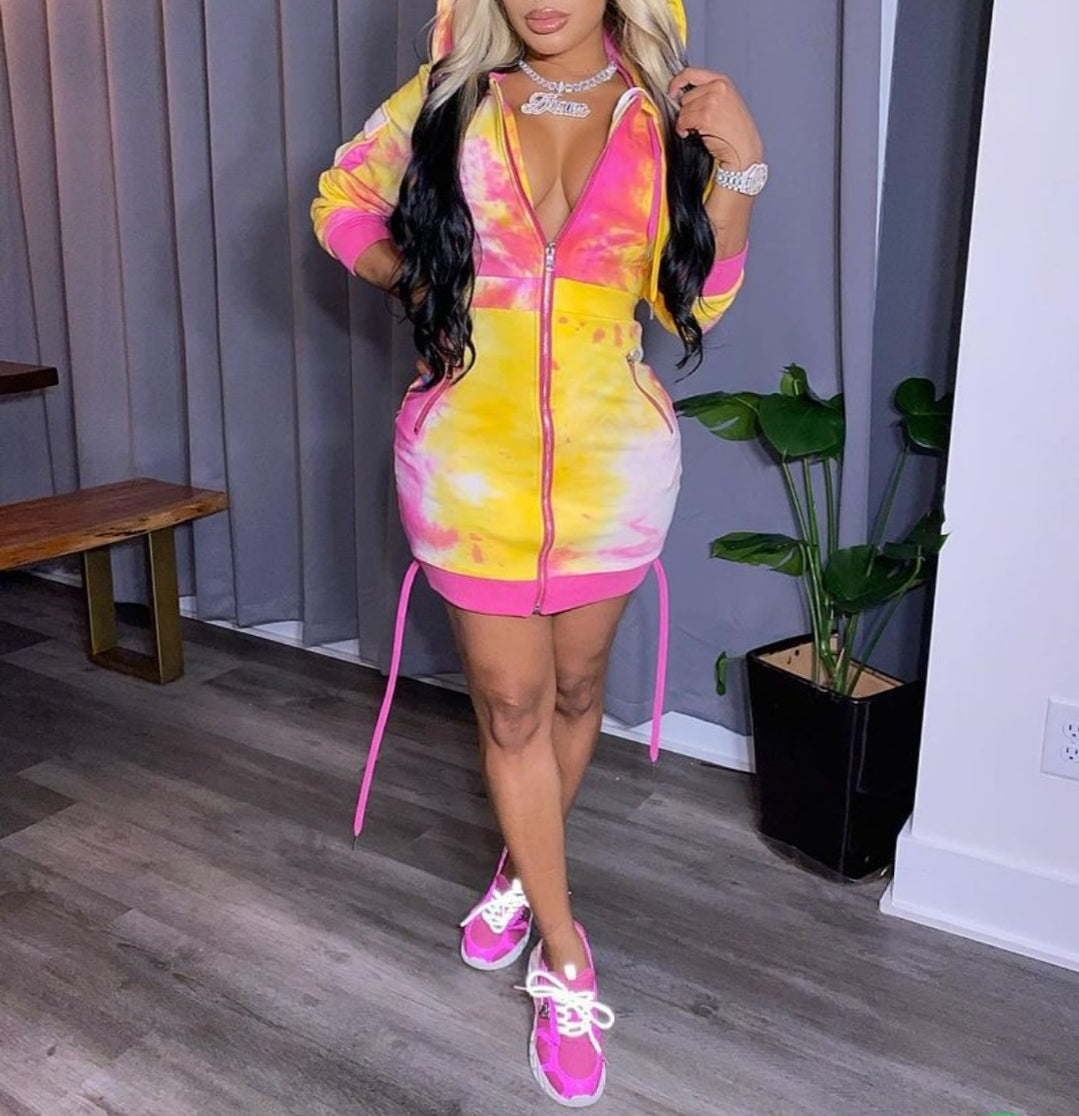 Hoodie Tye Dye Dress