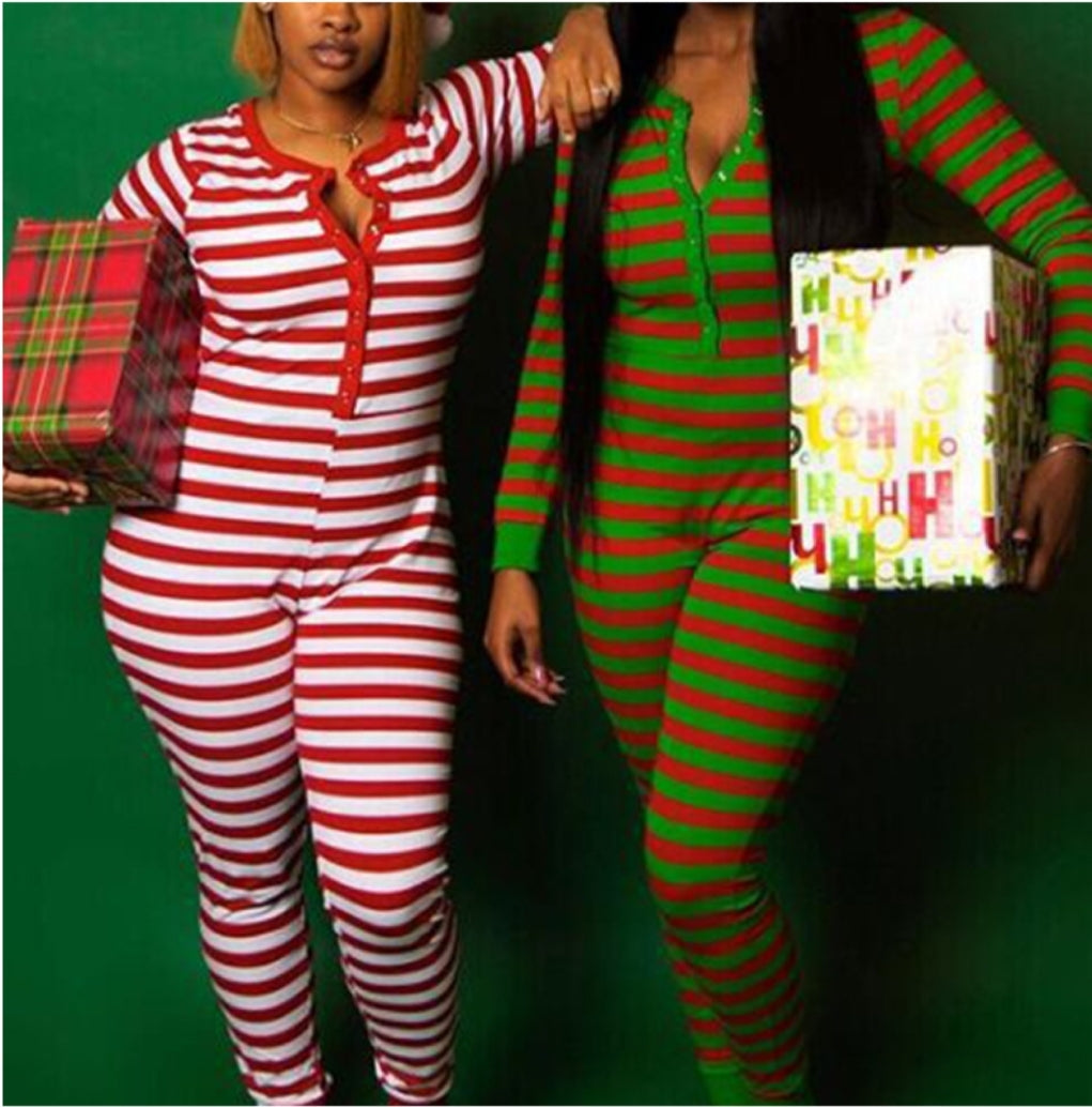 Striped Christmas Onesie Pjs