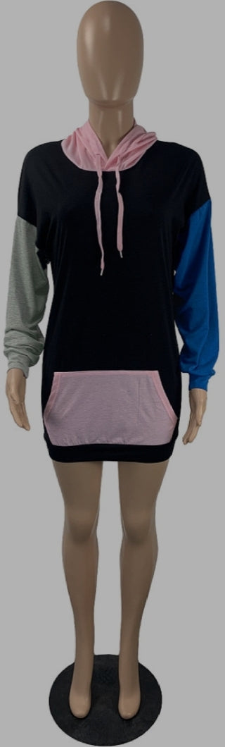 Colorblock Mini Hoodie Dress