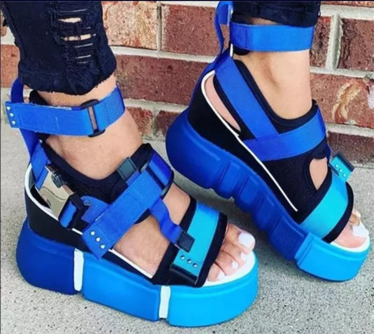 Contrast Wedge Sandals