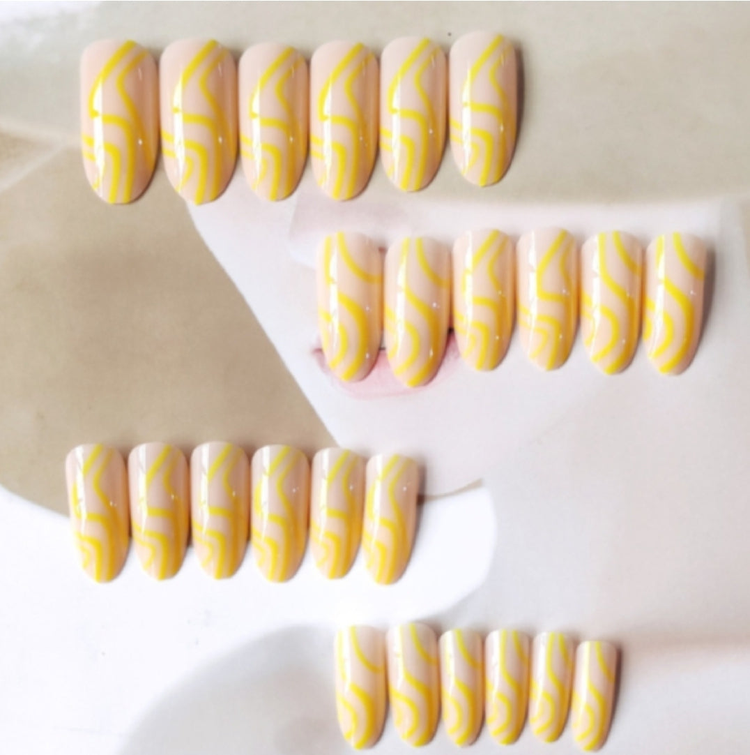 Yellow Swirl Press on Nails