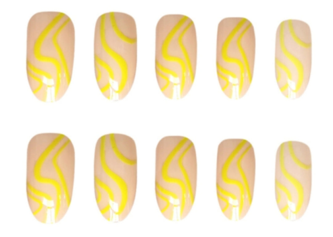Yellow Swirl Press on Nails