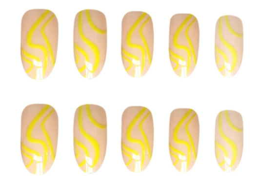 Yellow Swirl Press on Nails