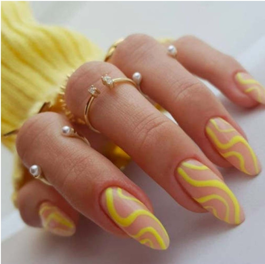 Yellow Swirl Press on Nails