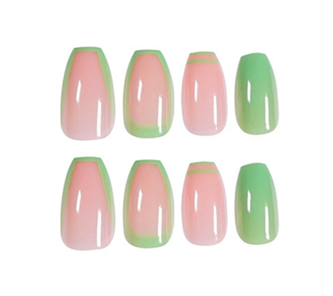 Green Blush Press on Nails