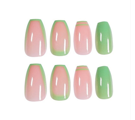Green Blush Press on Nails