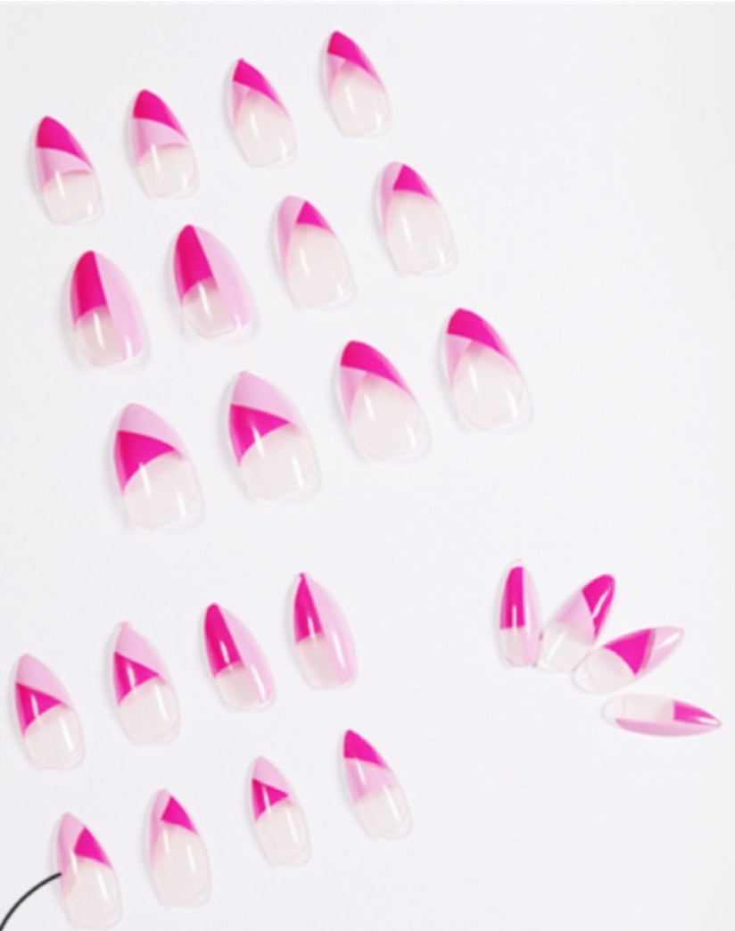Pink Abstract Press On Nails
