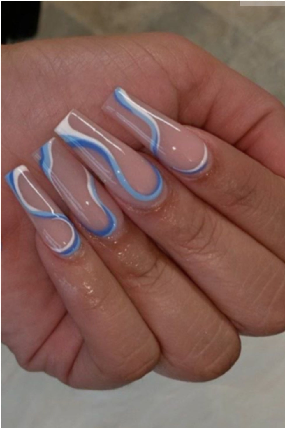 Blue Swirl Press On Nails