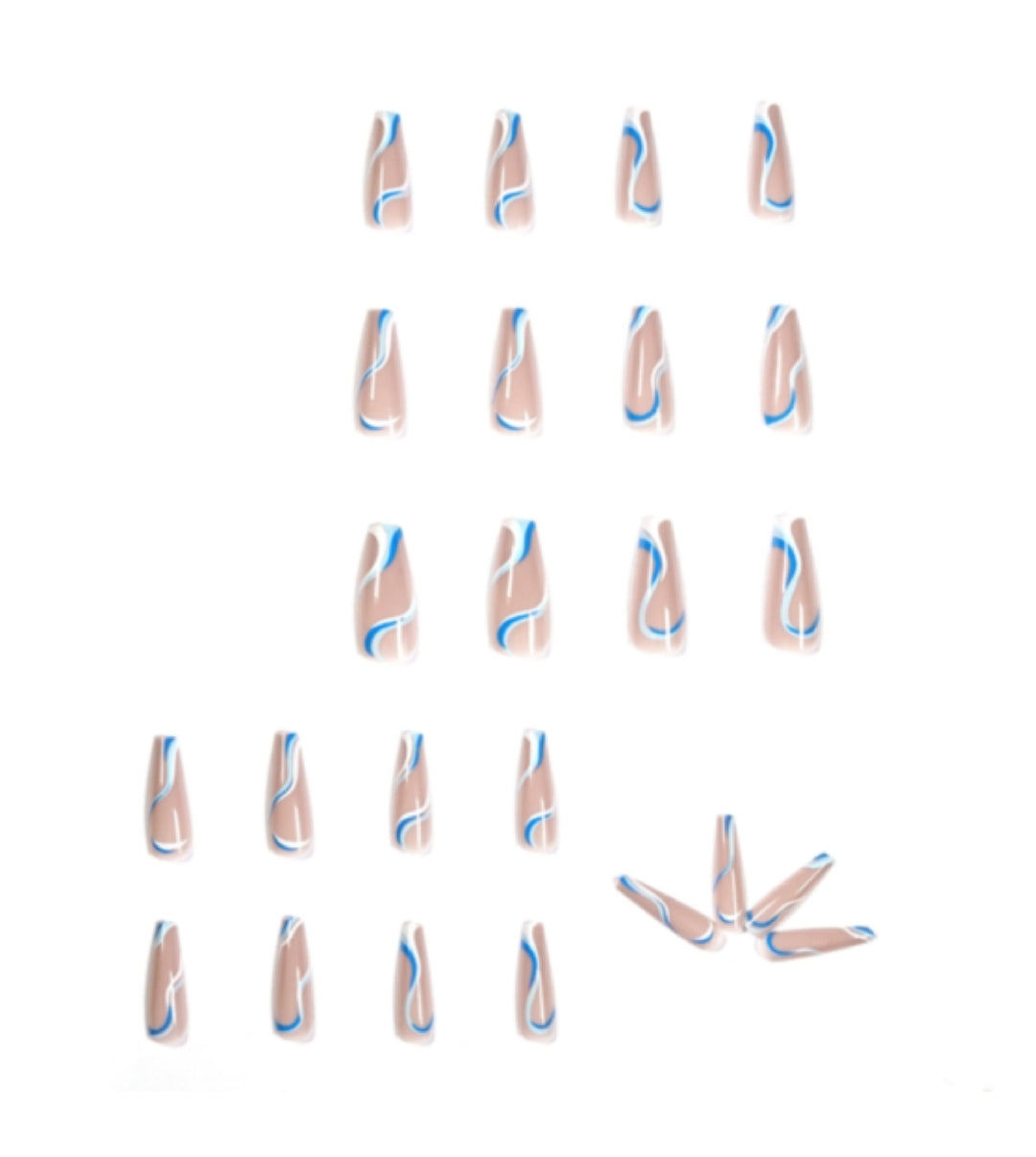 Blue Swirl Press On Nails