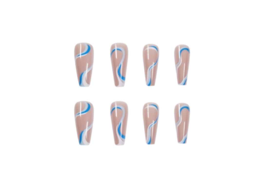 Blue Swirl Press On Nails