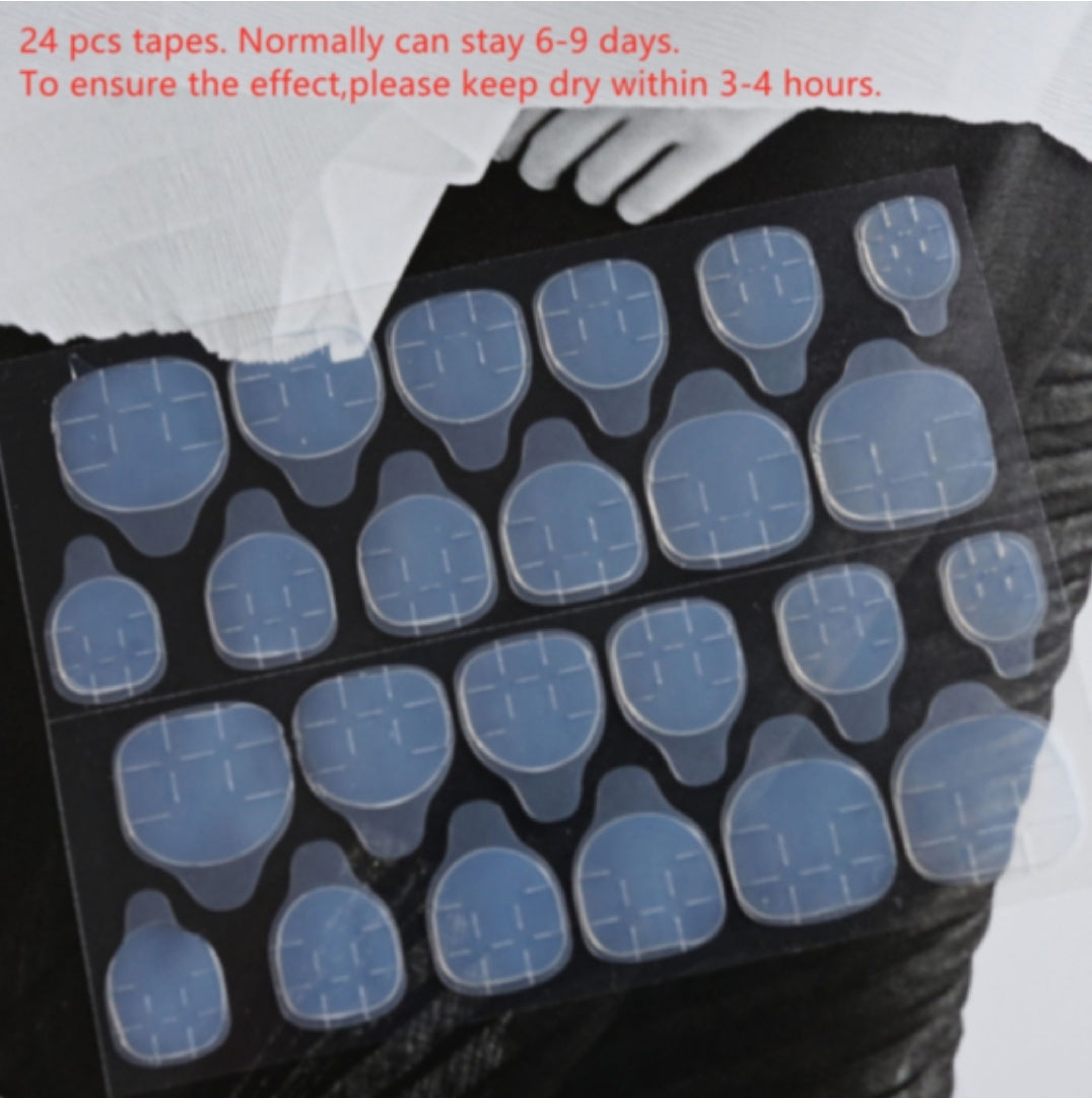 Blue Rhinestone Press On Nails