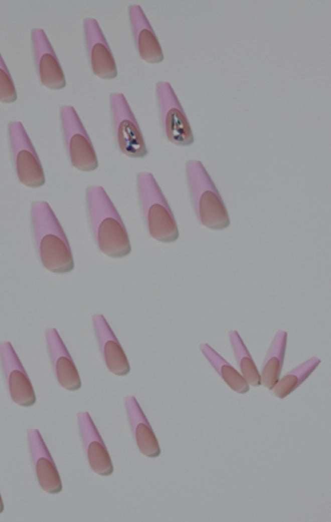 Pink Rhinestones Press On Nails