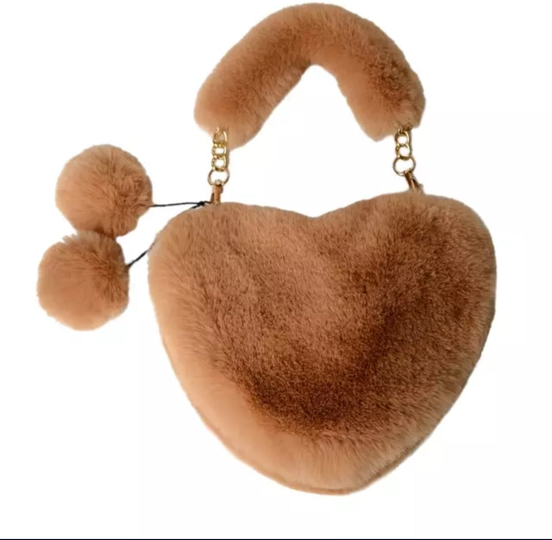 Heart Faux Fur Purse